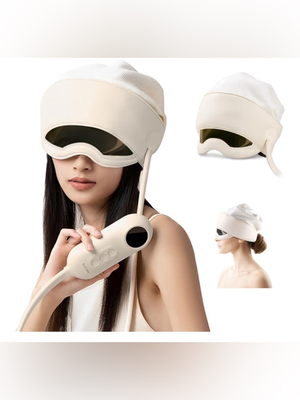 COPY: Cream Wireless Eye & Head Massager with Remote